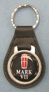Black/Silver Lincoln MARK VII Leather #3108 Chrome Key Ring 1984 1985 1986 1987