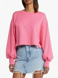 Frame Women’s Preppy Easy Shirt-Tail Slouchy Sweatshirt NWT- Sz L - Picture 1 of 8