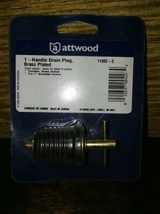 NEW Attwood Drain Plug Brass T-Handle 11592 for 1" drain - Picture 1 of 1