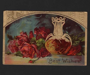 Postal OPC de principios de 1900 Roses Best Wishes - Imagen 1 de 2