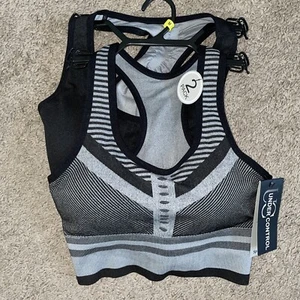 Women sports bra 2-pack UC UNDER CONTROL Sports Bra 2 pack M Black And Gray - Picture 1 of 7