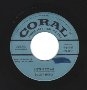 1950's ROCK 'n' ROLL 45  Buddy Holly  Coral  61947  *promo* - Foto 1 di 2