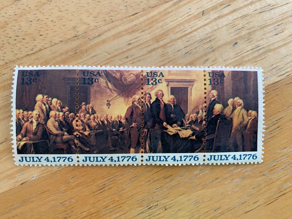 Strip of 4 U.S. Stamps: July 4, 1776 Signing of Declaration of Independence NH - Image 1 of 1