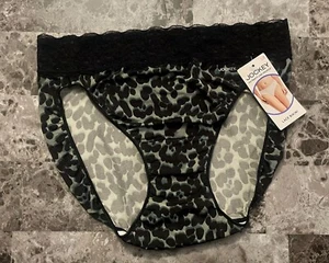 NWT JOCKEY M BLACK GREEN LEOPARD MICROFIBER STRETCH LACE RARE BIKINI PANTIES - Picture 1 of 4