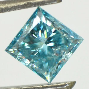 Loose Princess Cut Diamond Real 1.01 Carat Fancy Blue Color SI2 Natural Enhanced - Picture 1 of 10