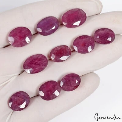 97.30 Ct /10 Pcs ~Mozambique Red Ruby Oval Cut Loose Ring Size Gemstones 13-16mm - Image 1 of 4