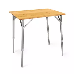 Table pliante de camping en bambou 65x50x42cm avec pieds en aluminium ajustables - Bild 1 von 7