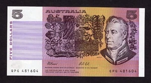 1991 AUSTRALIA 5 DOLLARS BANKNOTE- UNCIRCULATED/LAST PREFIX - QPG 481604 - R213L - Picture 1 of 2