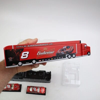 ✅️Winner's Circle #8 Dale Earnhardt Jr. Two 1:64 Stock Cars Hauler Tin Set 2007 - Image 1 of 4