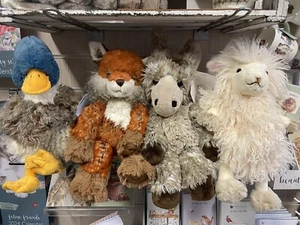 Wrendale Designs Asst Plush Characters Cow Fox Duck Sheep Donkey Robin Giraffe