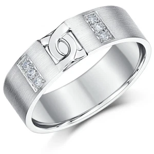 Sterlingsilber Ring 925 Diamant Set 'D' Link Design Ehering 4mm 6mm - Bild 1 von 4