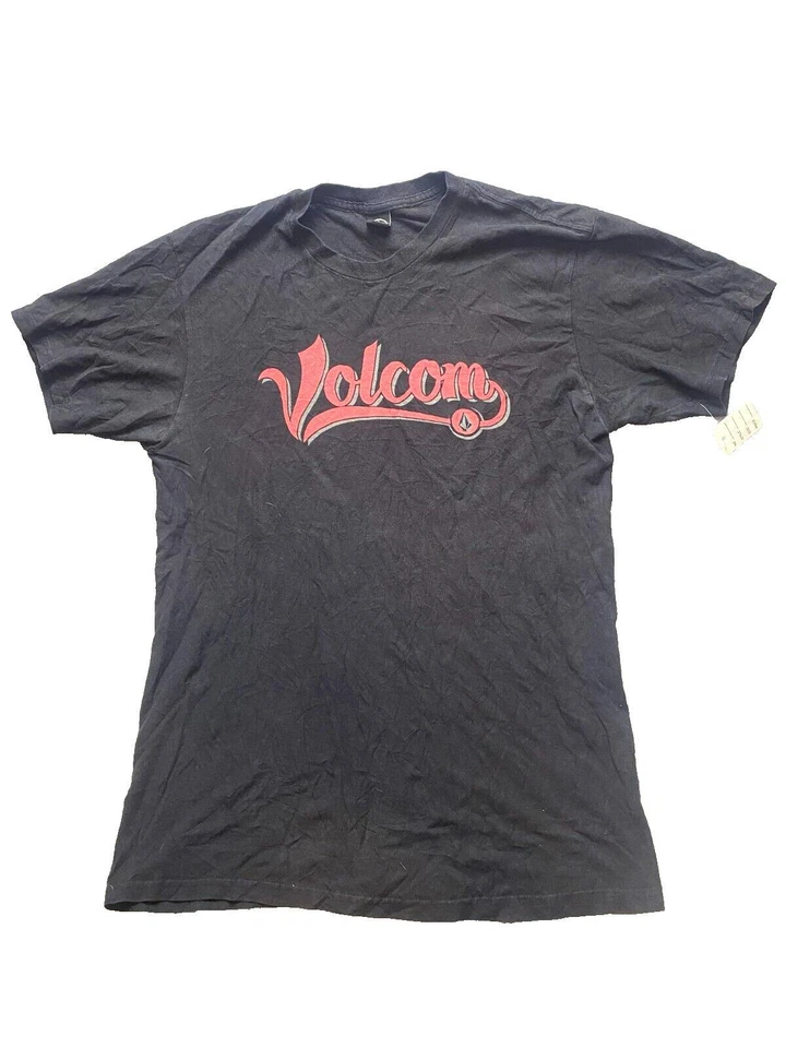 Volcom Shirt Adult Medium Black Script Logo Crewneck Streetwear Skateboard Mens - Image 1 of 4