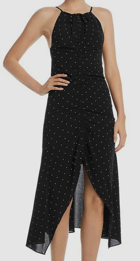 Alice McCall Womens Oscar Black Polka Dot Rouched Cocktail Dress 4 BHFO 7077
