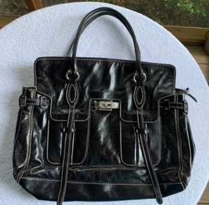 Francesco Biasia Handtasche Beuteltasche Echtleder schwarz Made in Italy Nähte - Bild 1 von 20