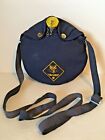 VINTAGE ALUMINUM CUB SCOUT CANTEEN WITH CLOTH COVER AND SHOULDER STRAP Navy Blue