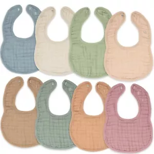Muslin Baby Bibs Drool Bibs Adjustable with Easy Snaps Teething & Drooling Ab... - Picture 1 of 5