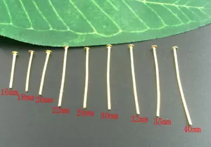 900 GOLD PLATED HEAD PINS~9 different sizes in pack~JEWELLERY MAKING UK - Picture 1 of 3