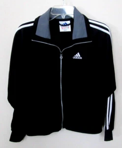 Adidas Youth Boy Size S (age 9-12) Full Zip Black White Stripes Track Jacket - Picture 1 of 7