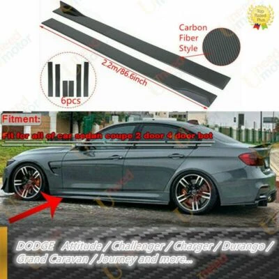 Fit DODGE Universal Rocker Panel Lips Side Skirts Body Extensions Gloss Black - Image 1 of 4