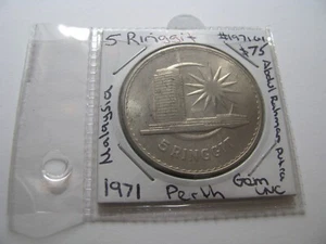Malasia 1971 5 Ringgit Primer Ministro Abdul Rahman Putra al-Haj GEMA UNC Moneda G1 - Imagen 1 de 10