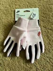 Nike Youth Girls Club Fleece Gloves Pink Black Size Medium Touch Compatible - Picture 1 of 4