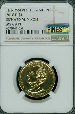 2016 D RICHARD NIXON DOLLAR PRES NGC MS68 PL MAC FINEST & SPOTLESS 003 POP-9 * - Image 1 of 2
