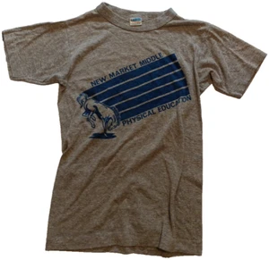 Vtg New Market Middle Physical Education Champion Kids Large Gray T Shirt 80s Md - Picture 1 of 9