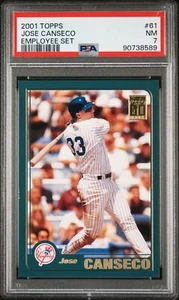 2001 TOPPS EMPLOYEE SET EMBOSSED PARALLEL #61 JOSE CANSECO /150 PSA 7 NM POP 1 - Picture 1 of 2