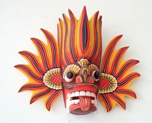 Handmade Wooden Wall Hang Traditional Tiki Fire Mask 10" (Good Vibes for Home) - Picture 1 of 12