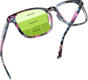 Progressive Multifocus Reading Glasses, Spring Hinge Blue Light Blocking Glasses - Picture 1 of 6