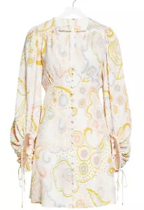 Ted Baker Thelia Womens V-Neck Long Sleeve Mini Dress White Multi Size 4 / US 10 - Picture 1 of 6