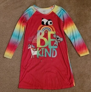 Girl's pink multicolor Be Kind animal graphic print nightgown 14/16 - Picture 1 of 2
