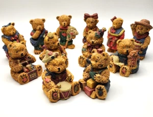 12 Stück Set Resin Teddybär Figuren Vintage 1995 Rustikal Primitiv Stil - Bild 1 von 8