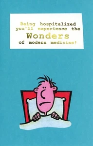 Funny GET WELL HOSPITAL Card, Wondering Modern Medicine by Popular Greetings +✉ - Picture 1 of 5