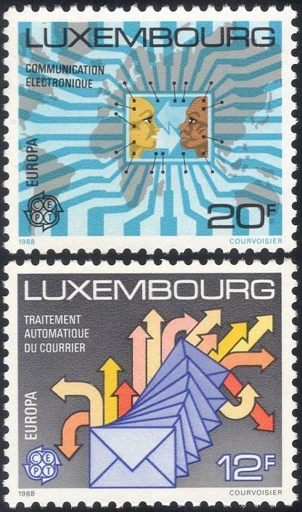 Luxemburgo 1988 Europa/Comunicaciones/Cartas/Computadora/Mapa/Post 2v Set (lu10107) Foto 1 de 1
