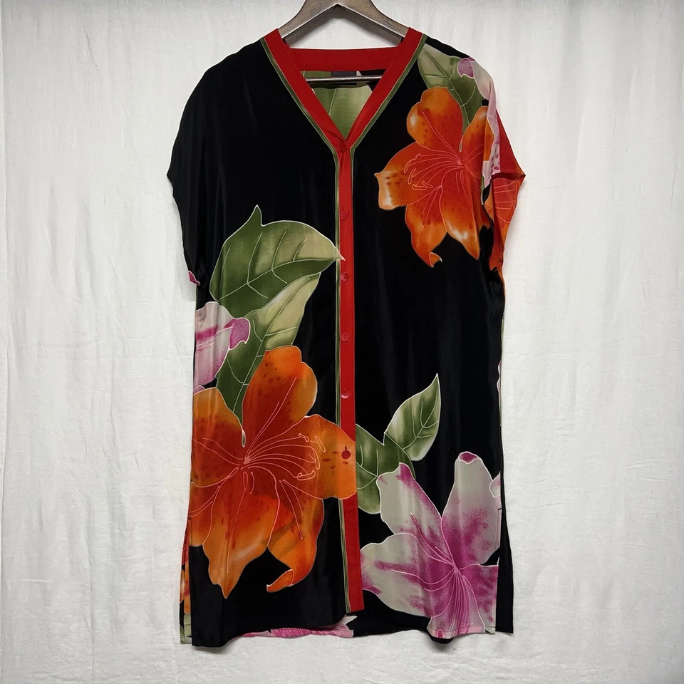Traje de baño vintage Maryan Mehlhorn 100 % seda talla 12 negro floral playero Foto 1 de 4