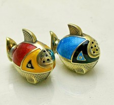 Vintage Novelty Norway Fish Silver Enamel Salt & Pepper Pots (1825-9-VUNN)