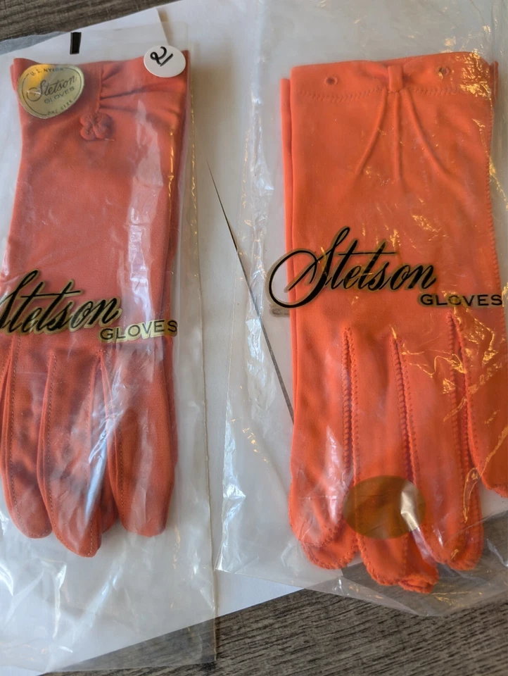 Guantes de vestir vintage Stetson años 60 70 naranja Foto 1 de 4