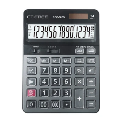 Desktop Calculator 14 Digit Large Solar  and LCD Display Big Button O1C1 - Image 1 of 4