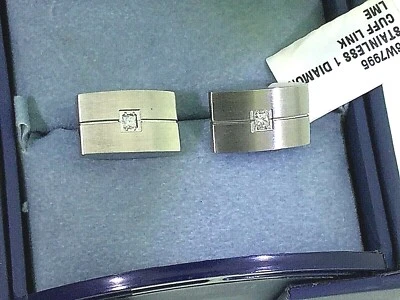 Dolan Bullock Stainless Steel & Diamond Cuff Links New Withe Original Box  - Image 1 of 4