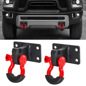 For 2010-2020 Dodge Ram 2500/3500 Front Tow Hook Mount Bracket & D-Ring Shackles - Picture 1 of 9