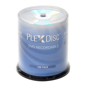 100 PC PlexDisc 16X 4,7 GB DVD-R scatola torta disco superiore argento 632-115-BX - Foto 1 di 3