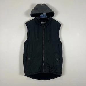Deacon Hooded Vest Black Full Zip Padded Sleeveless Gilet Mens Small S - Picture 1 of 10