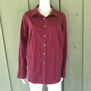 TALBOTS Red Plaid Cotton Long Sleeve Buttondown Shirt Top 16W - Picture 1 of 4