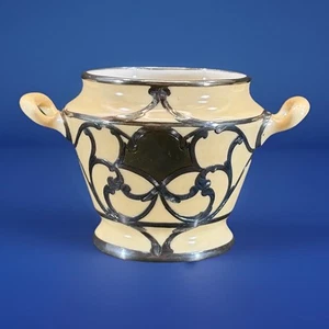 Lenox Silver Overlay Art Deco Handled Sugar Dish c 1906-1930 Beleek - Picture 1 of 17