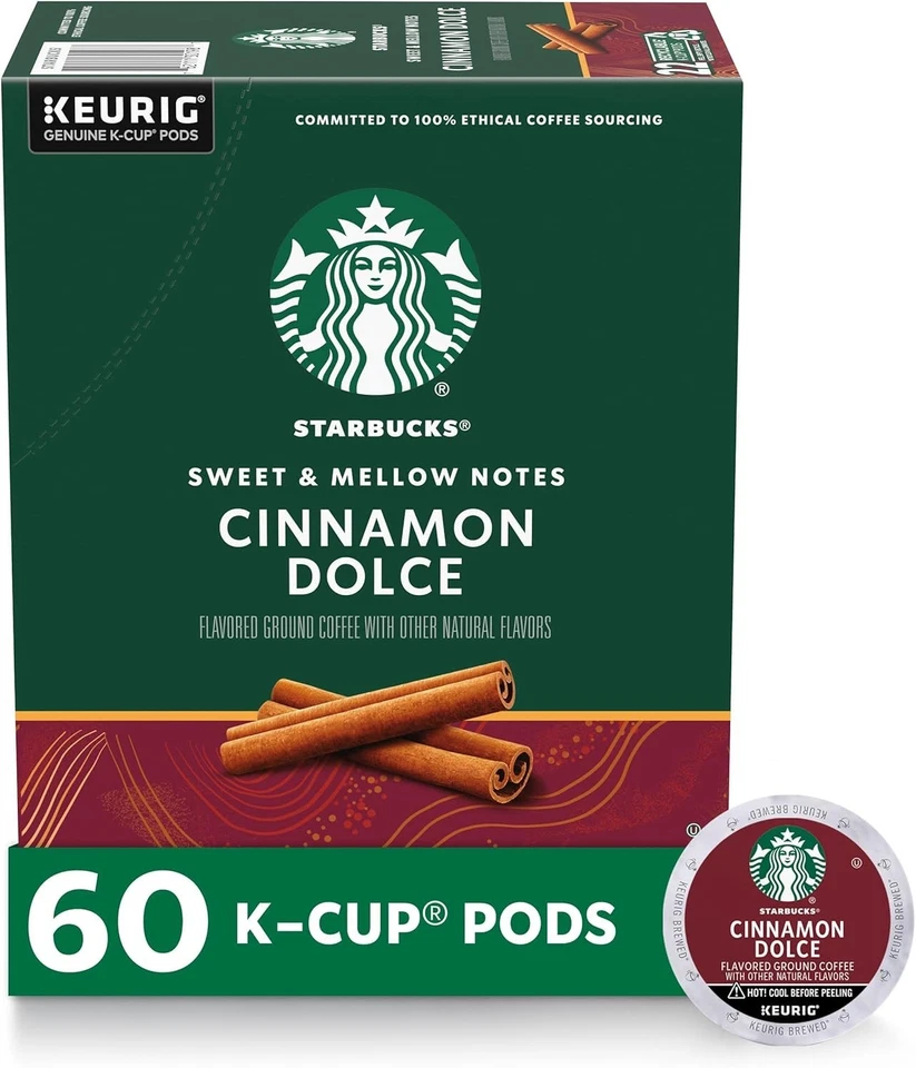 Starbucks Cinnamon Dolce Flavored Coffee Keurig K-Cup Coffee 60 Pods
