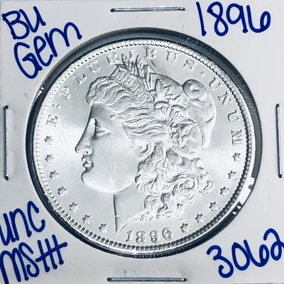 1896 BU UNCIRCULATED MORGAN SILVER DOLLAR AUTHENTIC U.S. MINT FREE SHIPPING 3062 - Image 1 of 3