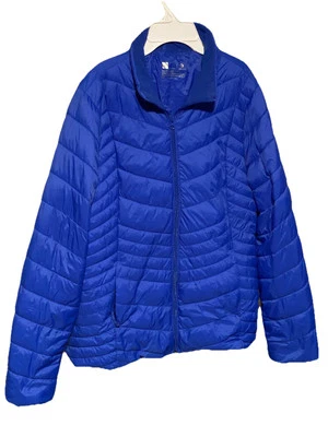 Jaqueta Xersion Masculina Embalável Grande Casaco Bufante Azul Leve Zíper Completo - Imagem 1 de 4