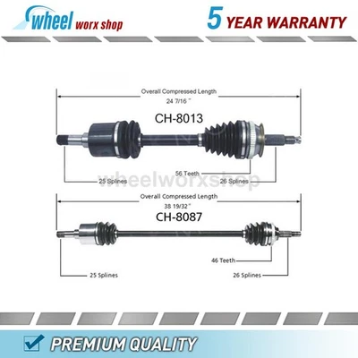 Передний вал оси CV подходит для Chrysler Cirrus 2,0 л 2000, Chrysler Cirrus 2,4 л 2000 - Изображение 1 из 3