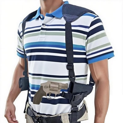 Right Hand Revolver Concealed Crossbody Shoulder Holster with Speed Loader Pouch - Image 1 of 4